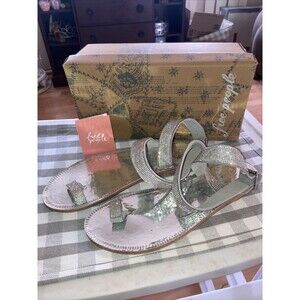 Free People Sunset Cruise Sandals Silver Rhinestone Sz 10/41 New In Box